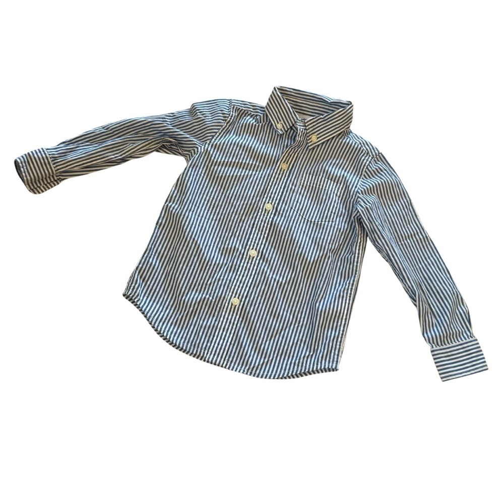 Janie and Jack Striped Blue White Dress Shirt Button Up Long Sleeve Toddler Boy